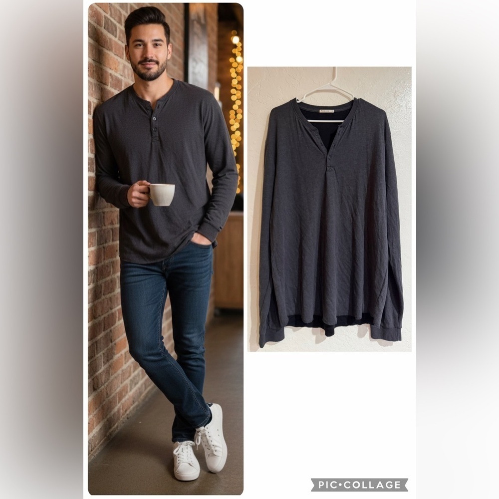 Marine Layer Men's Dark Gray Henley Shirt size XL